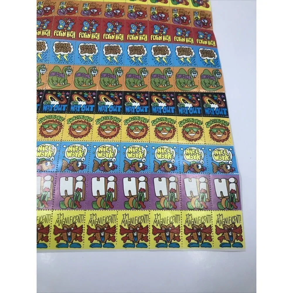 Kellogg's Cereal Fun Stamps Sheet Stickers Vintage 1980s. Rare